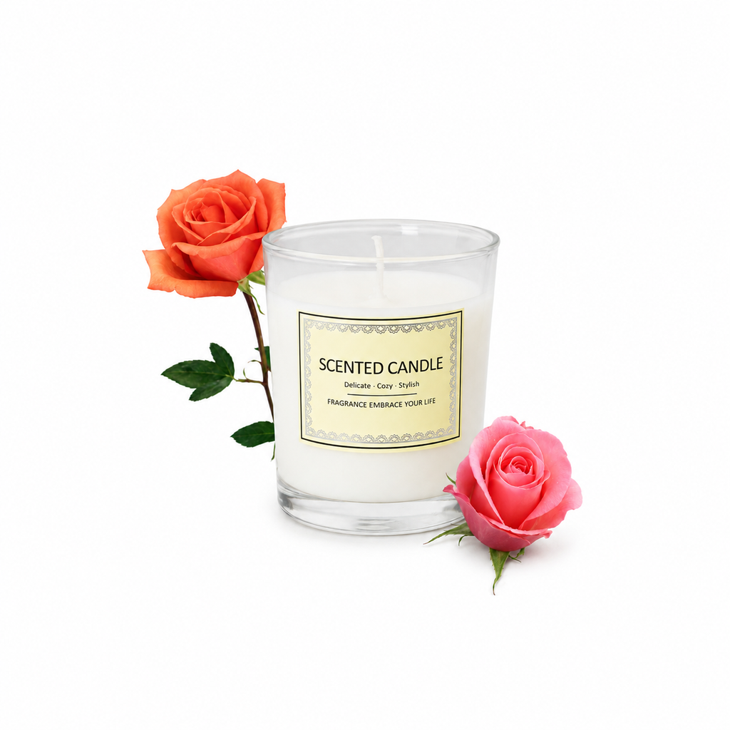 Premium Rose Fragrance Glass Candle