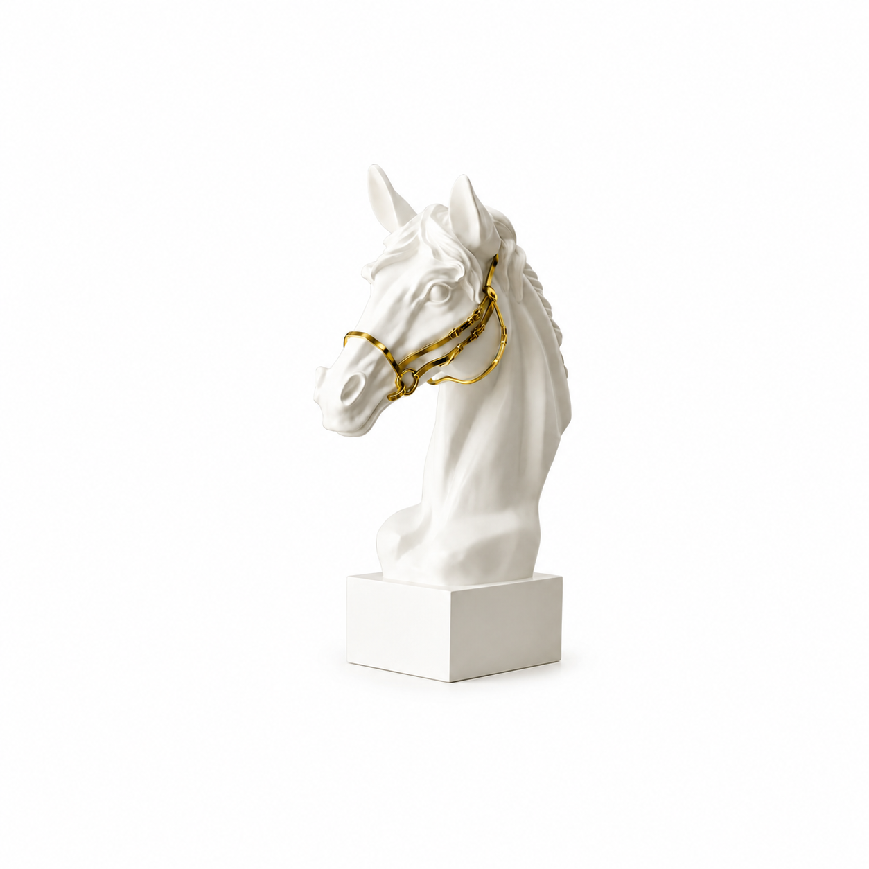 Luxury White & Gold Horse Sculpture
