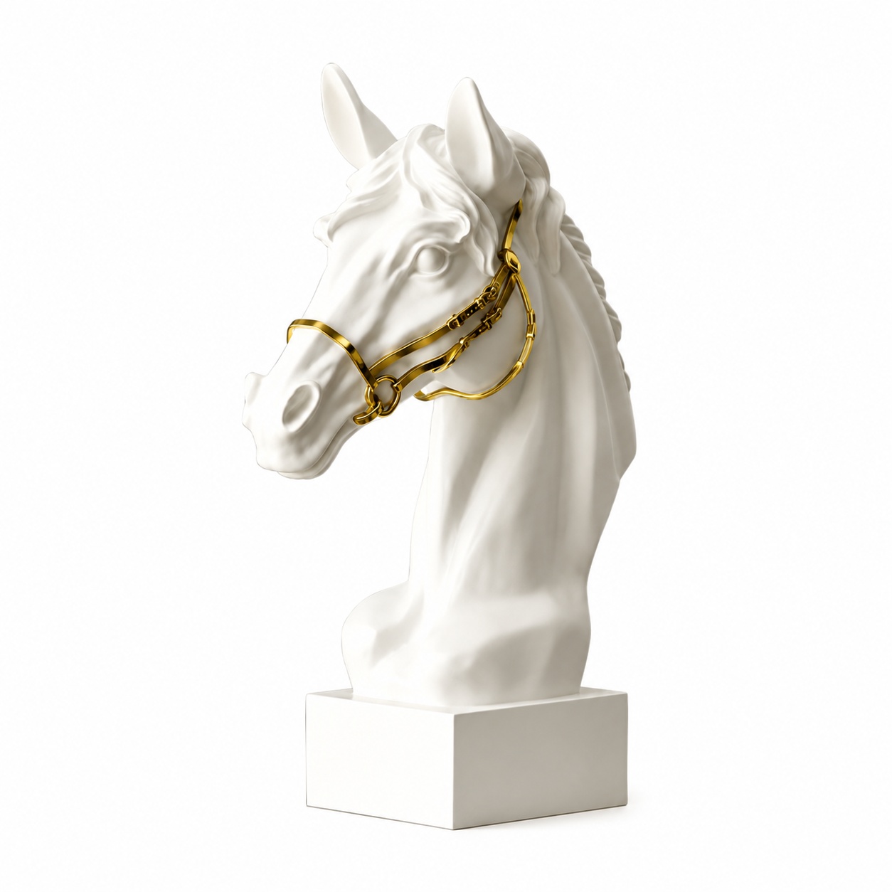 Luxury White & Gold Horse Sculpture