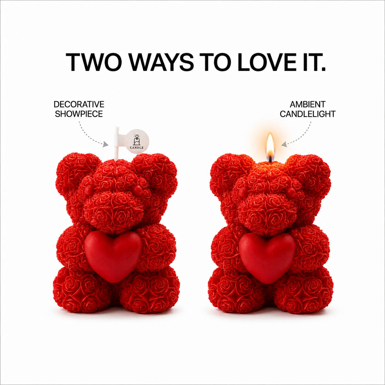 Rose Bear Candle – Romantic Decorative Gift