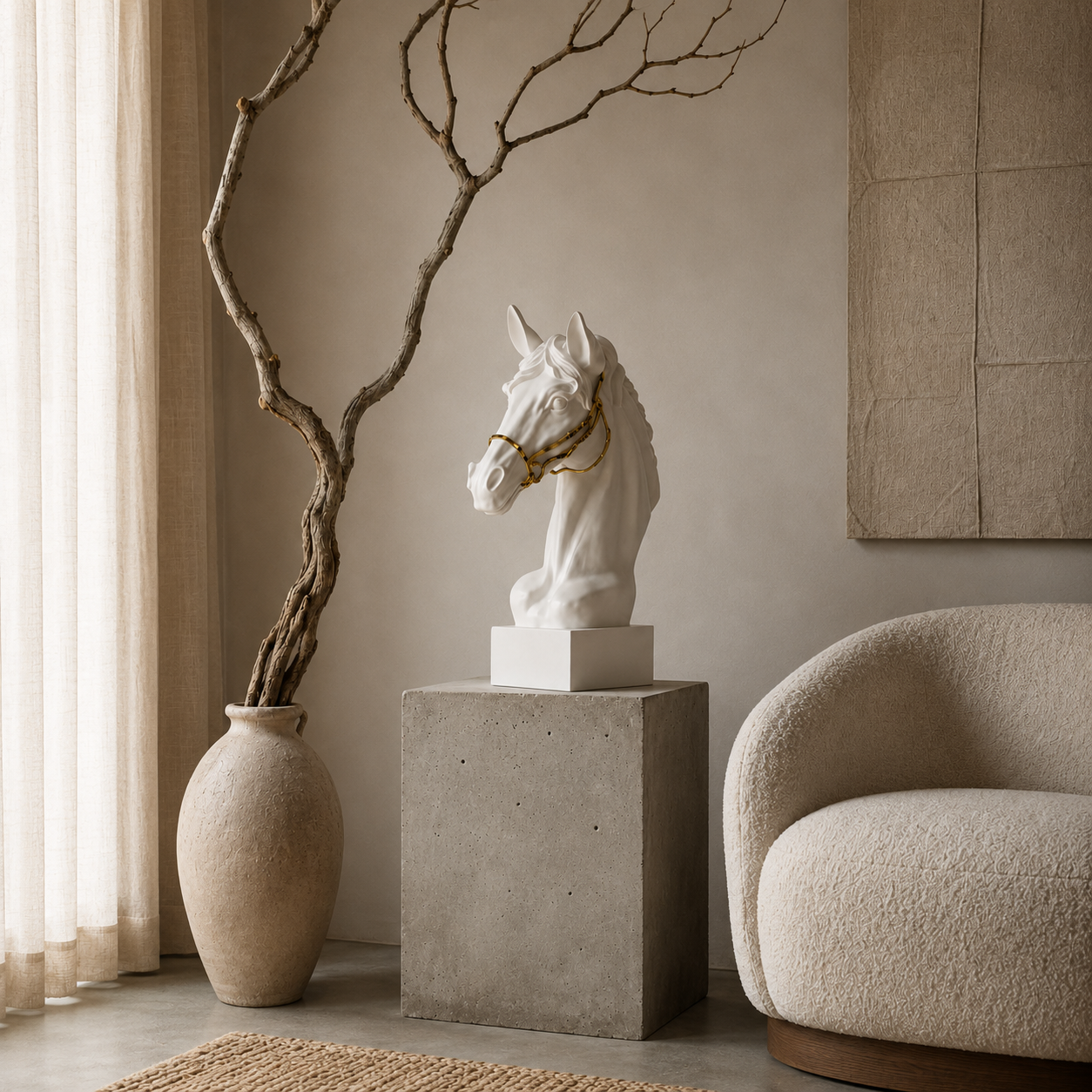 Luxury White & Gold Horse Sculpture