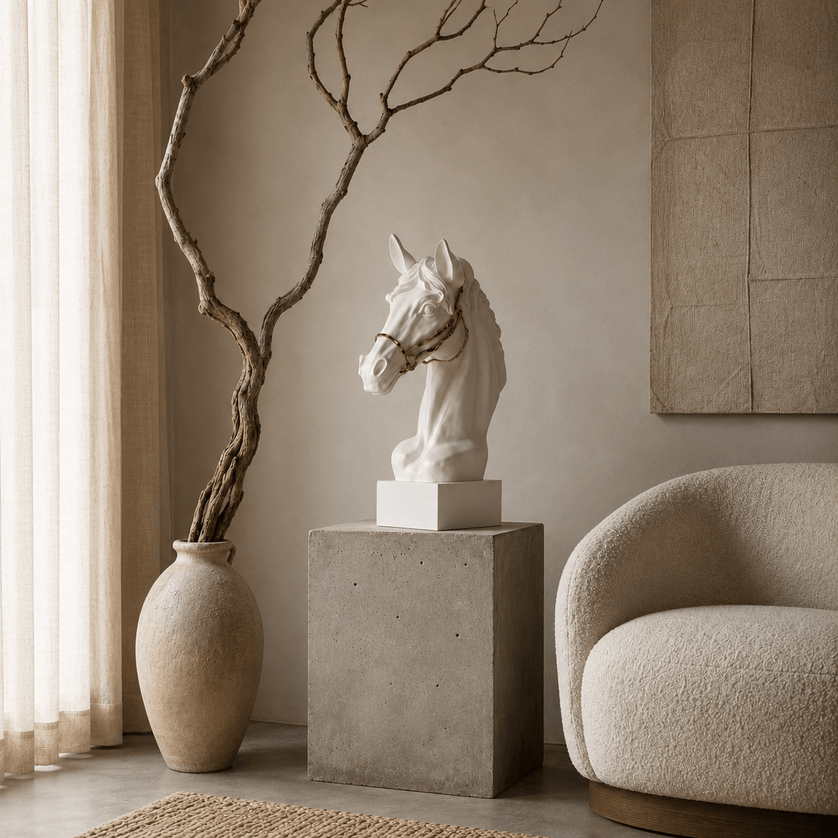 Luxury White & Gold Horse Sculpture
