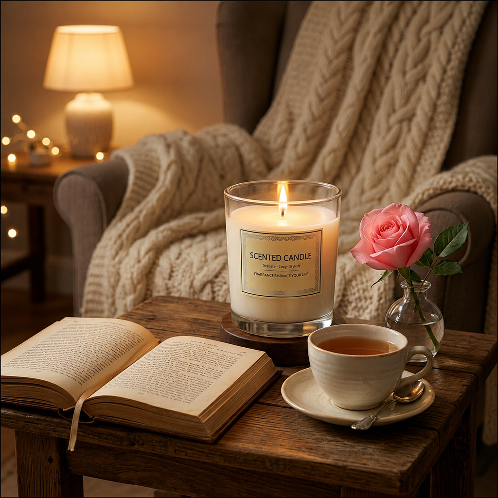 Premium Rose Fragrance Glass Candle
