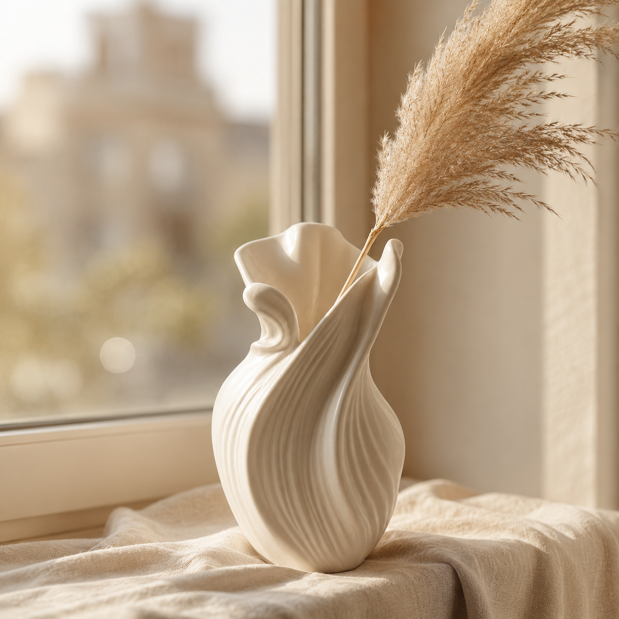 Tuliora White Ripple Vase